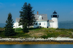 Weathered Pumpkin Island Lighthouse on a Hazy Morning